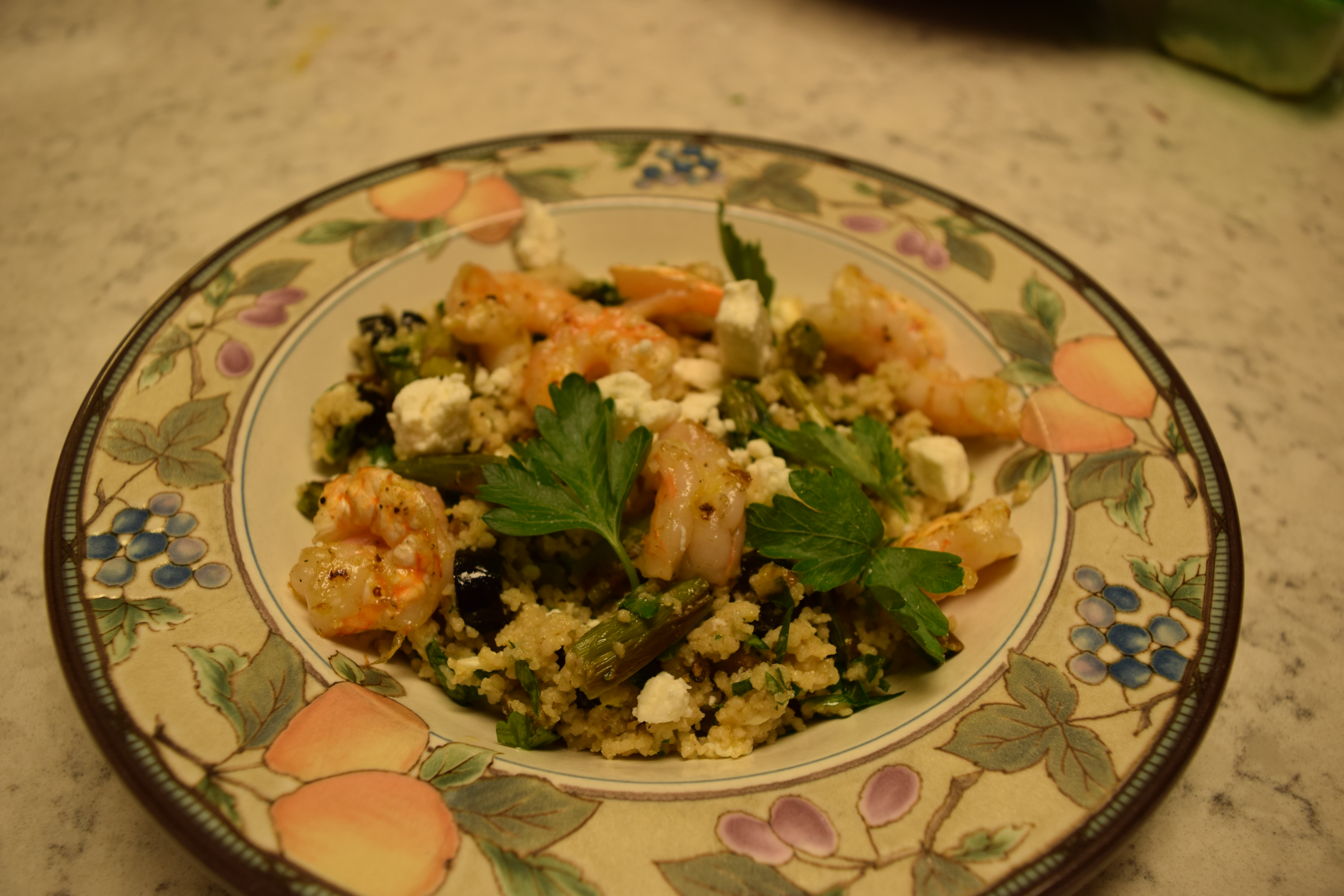 spring asparagus and shrimp grain bowl