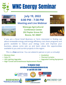 Flyer for WNC Energy Seminar