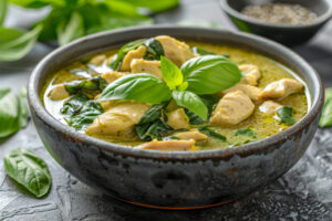 chicken curry soup with greens